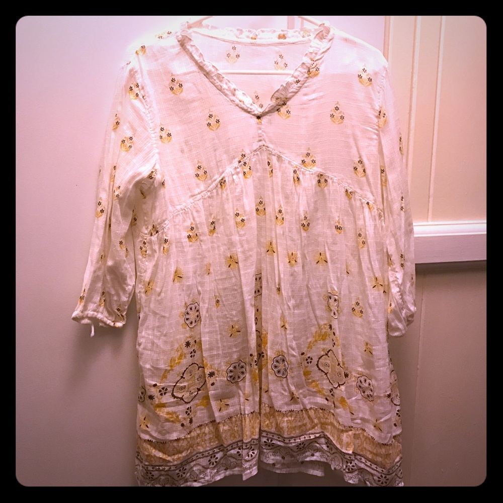 🦄Japanese Sun Dress, Size LL, Cream, Brown,Yellow