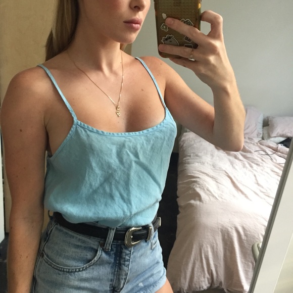 Vintage sky blue linen cami size S-L - Picture 2 of 3