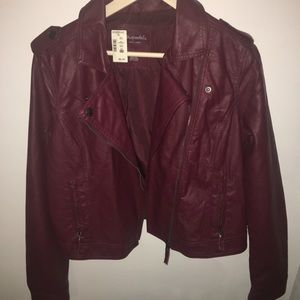 Cranberry pleather motto jacket 🌙 ❌ SOLD ❌