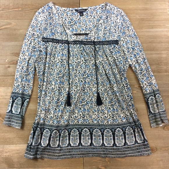 Lucky Brand Tops - Lucky Brand Floral Peasant Blouse