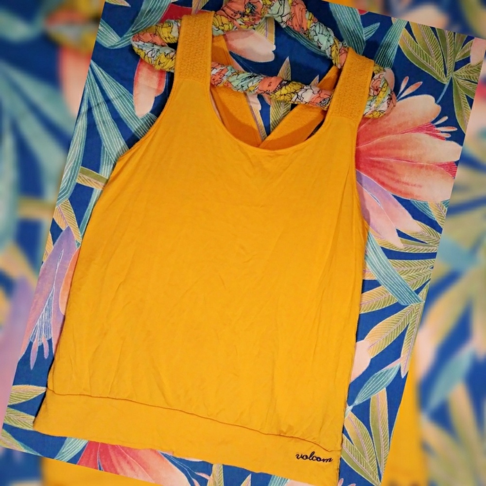 Yellow Volcom thick strap tank top