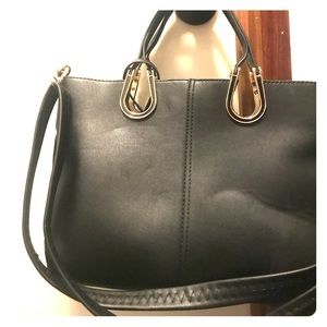 black leather purse