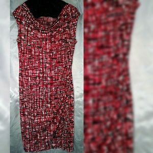 George red black drapeneck wrap style dress