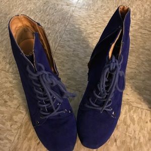 Royal blue bootie ankle boot heels