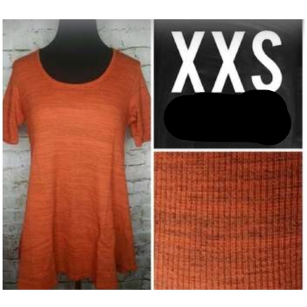 LulaRoe XXS ribbed heathered orange Perfect Tee