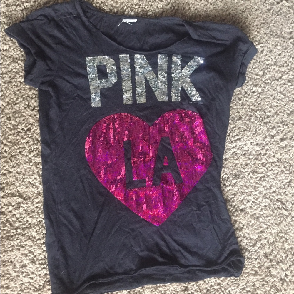 Víctoria Secret Pink LA Sequin Black Top