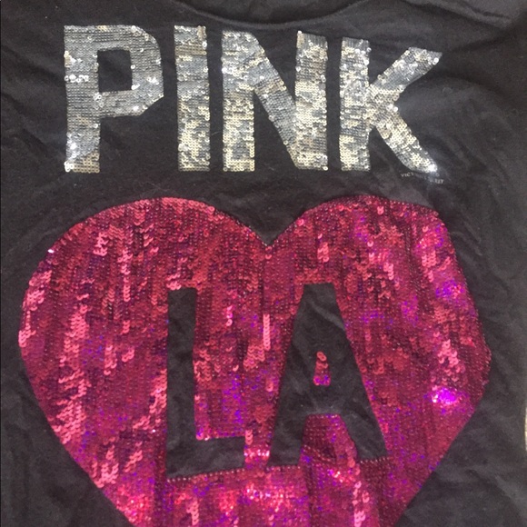 Víctoria Secret Pink LA Sequin Black Top - Picture 2 of 3