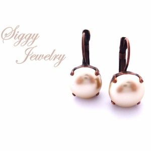 Cream Pearl Earrings, 12mm Drop Lever Backs