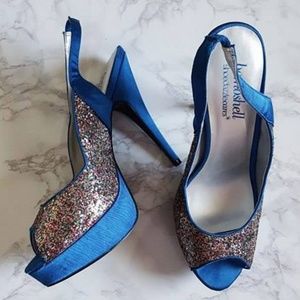 ShoeDazzle Blue glitter heels