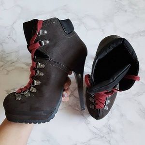 Brown bootie heels