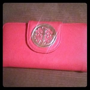 Orange Bifold Wallet with Metal Clasp
