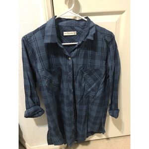 Blue plaid shirt with two pockets