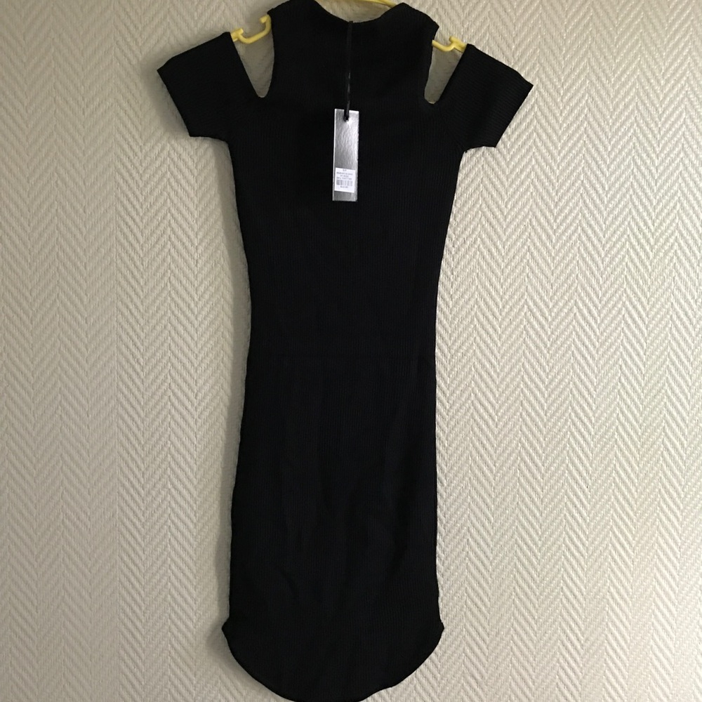 Black open shoulder dress