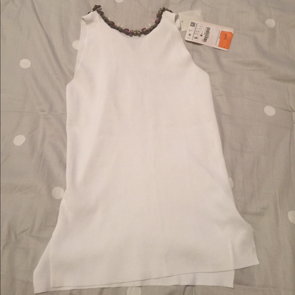 Zara knot sleeveless shirt with rhinestone collar