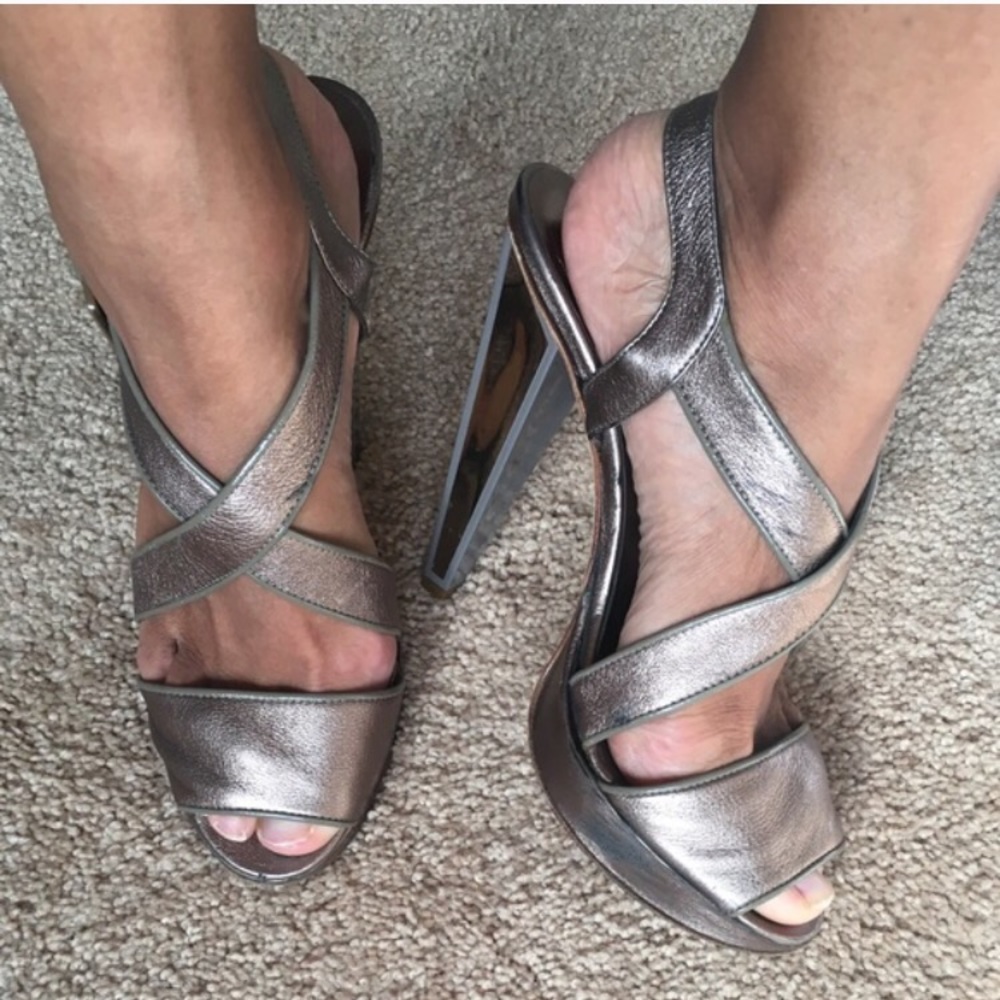 Versace metallic platform heels