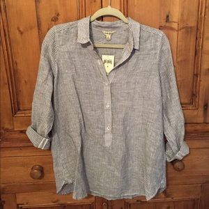 Lucky Brand women's linen striped button down