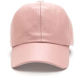 LIKENEW vegan leather pink adjustable baseball cap