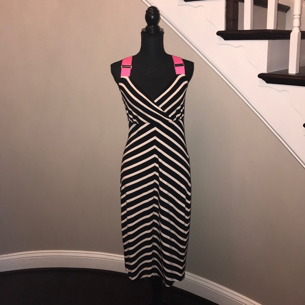 Ted Baker Black and Cream Stripe Dress