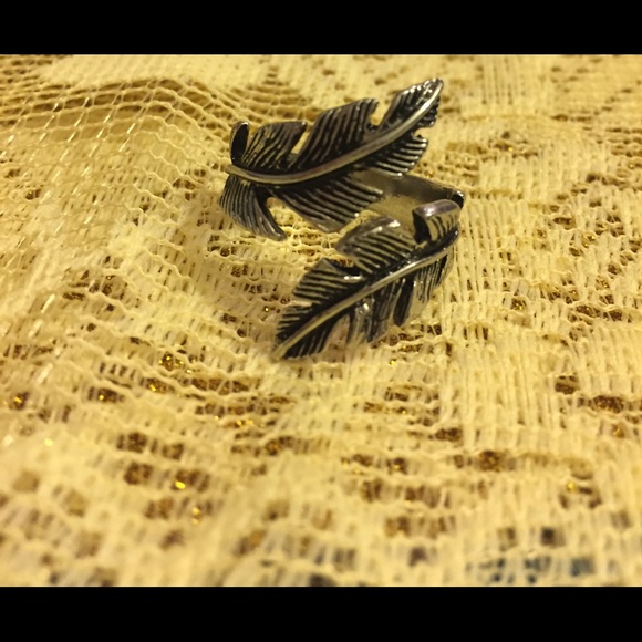 Stainless Steel Vintage Feather Bohemian Band Ring - Picture 4 of 5