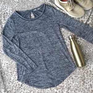 Athleta Heathered Striped Open Back Longsleeve