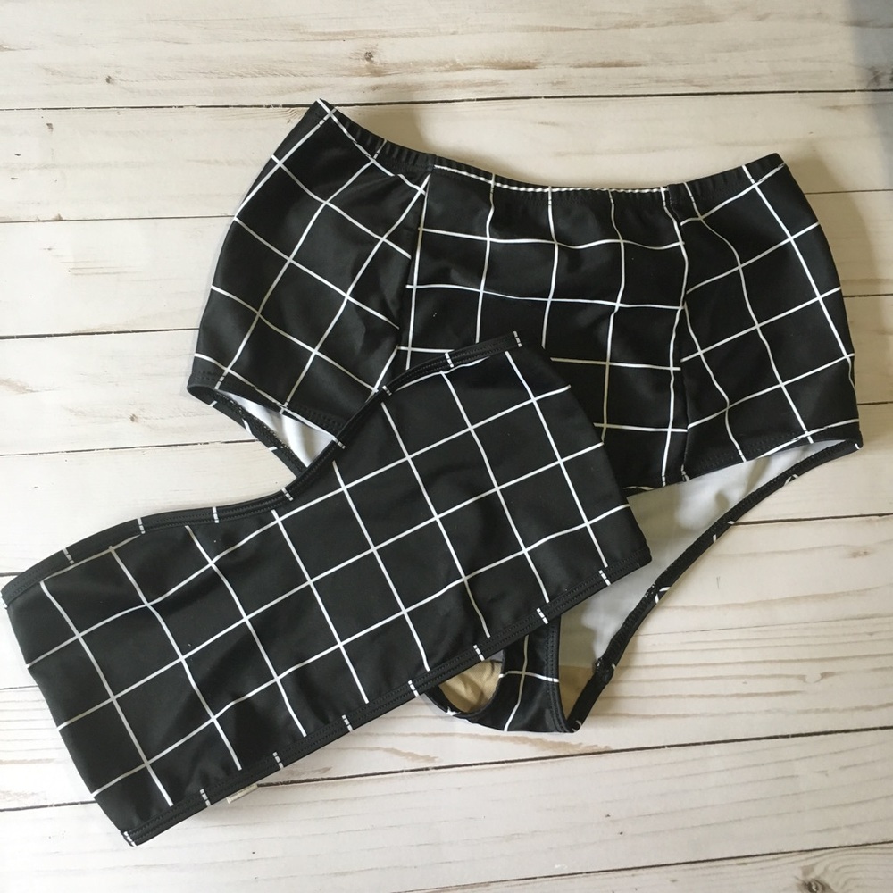High Waisted Swim Suit with Bandeau Top