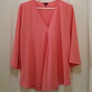 Ann Taylor Coral V-Neck Blouse