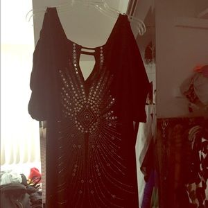 Black short dress with good and silver sequins