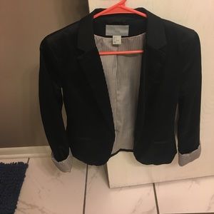 H&M Blazer. Us size 6. Black and cuffs striped