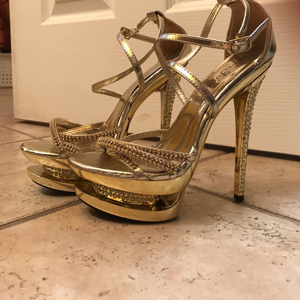 Gold Sparkly Platform Heels