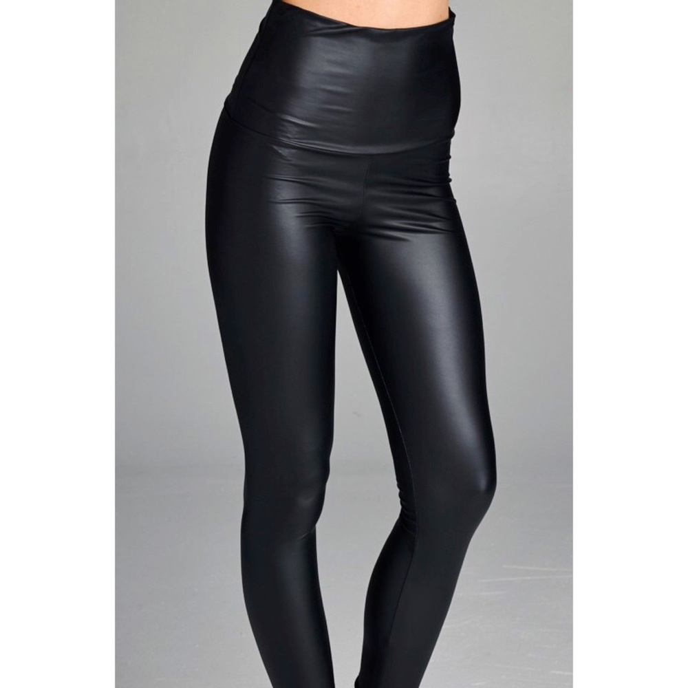 S-XL Avail! High Waisted Vegan Leather Leggings - Picture 2 of 7