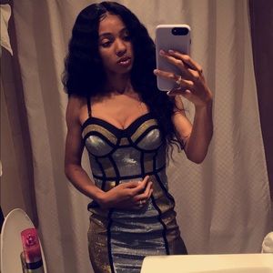Gold and silver body con dress
