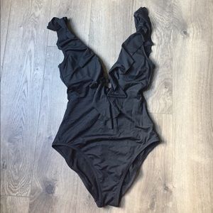 Deep-V Frilly Bathing Suit