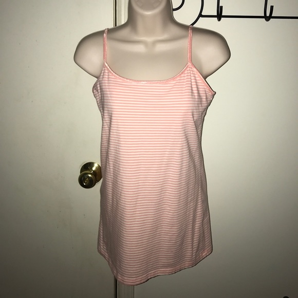 Gently Used Peach and White Stripped Tank Top S-L - Picture 3 of 5