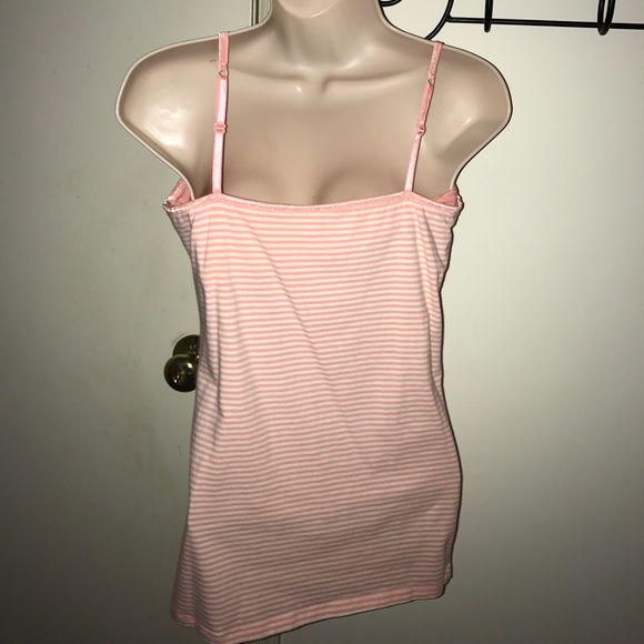 Gently Used Peach and White Stripped Tank Top S-L - Picture 4 of 5