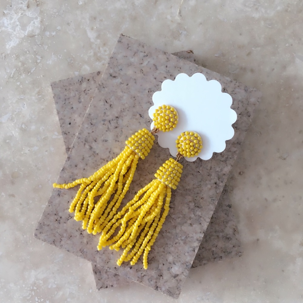 💕💝Yellow seed bead tassel earrings - Picture 4 of 7