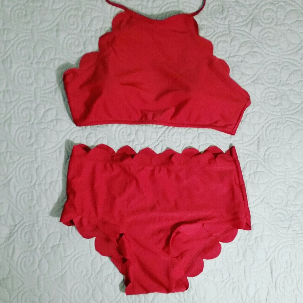 Scalloped High Waisted Swimsuit