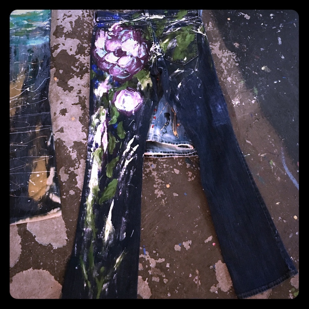 Vintage hand painted jeans