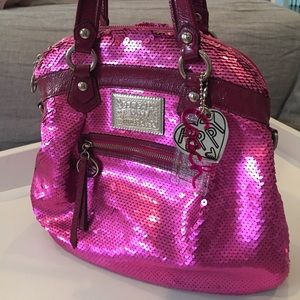 Hot pink coach sequin shoulder bag