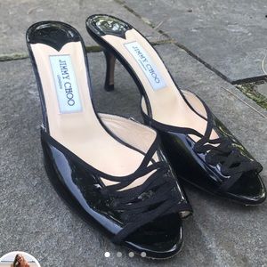 Vintage Jimmy Choo lace-up style open-toe heels