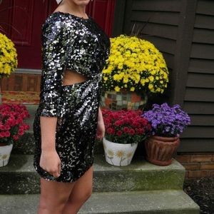 Black and silver homecoming dress