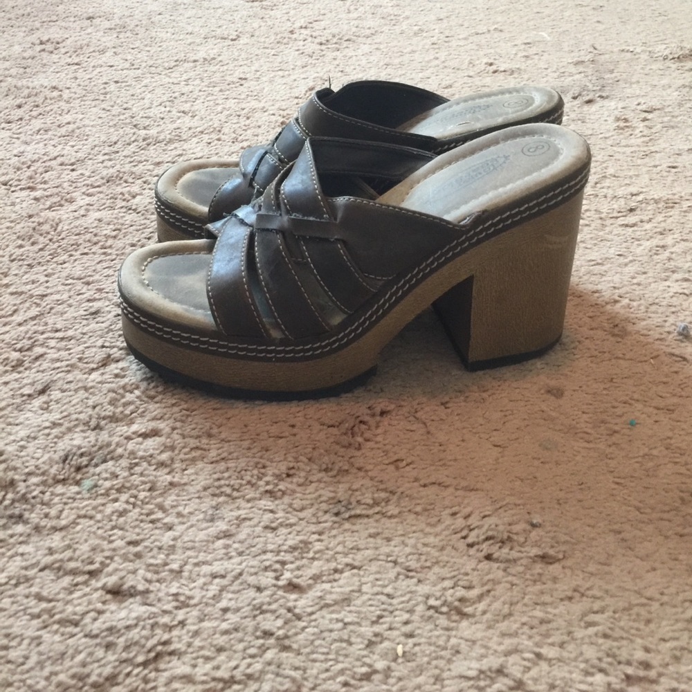 Brown heeled sandals