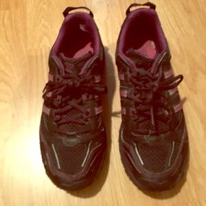 Adidas black & purple running shoes size 9