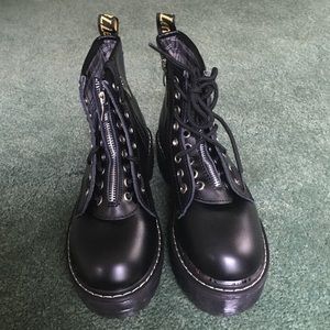 Platform Zipper Combat Boots