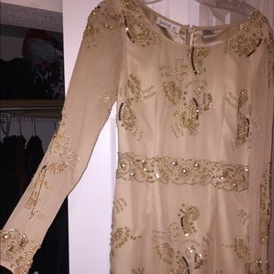 Nude and gold homecoming dress
