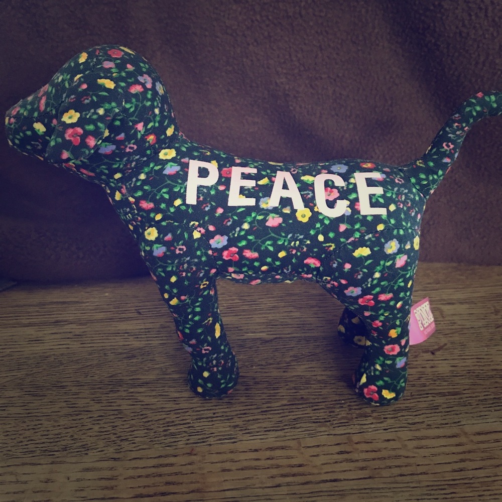 Victoria's Secret Black Floral Pink Peace dog