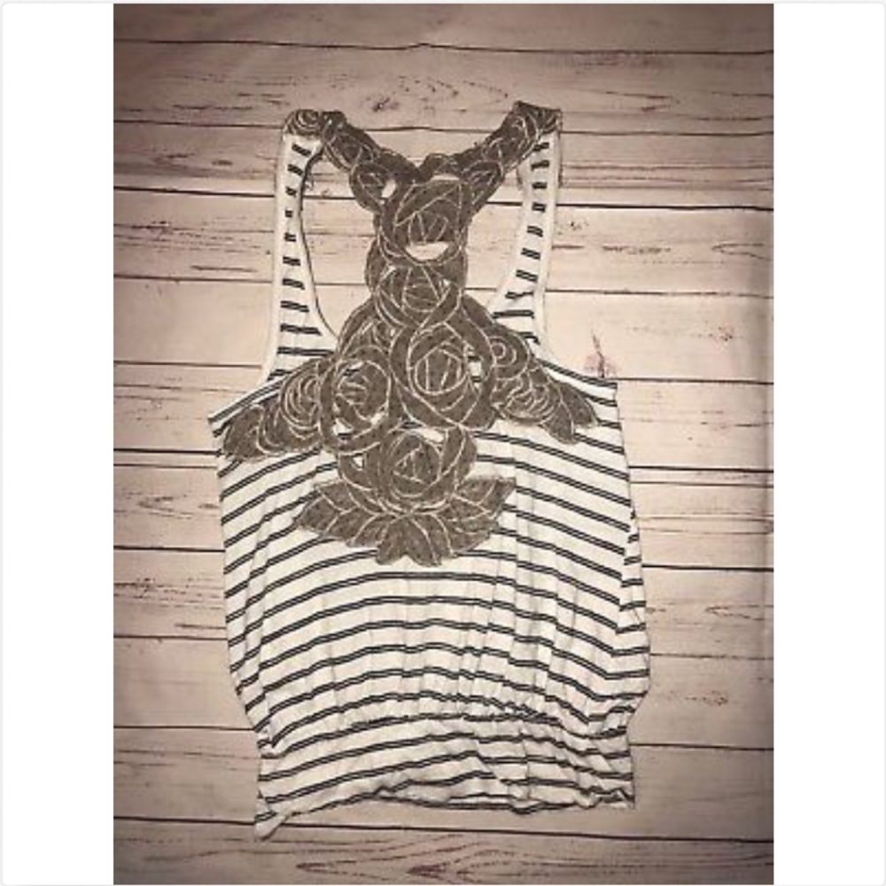 FREE PEOPLE Striped Sleeveless Racer Back Top Back
