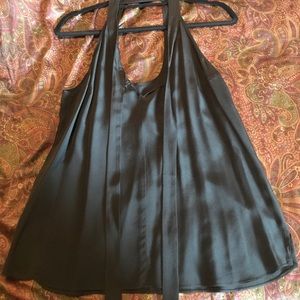 100% silk black camisole tie neck top
