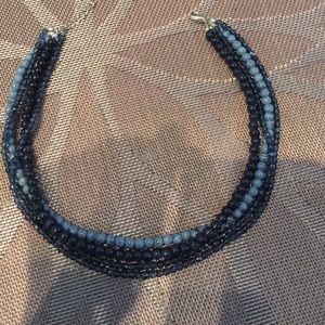 Blue silpada bead four stand necklace.