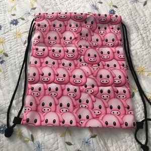 PIGS!!!! Nylon drawstring bag for your back