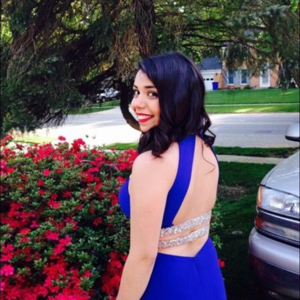 Blue 2 piece prom dress